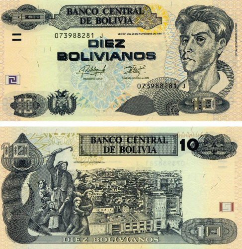 фото Боливия 10 боливиан 2015 UNC (P243)