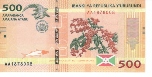 фото Бурунди 500 франков 2015 UNC (P50)