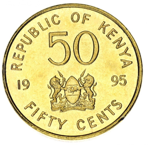 фото Кения 50 центов 1995 AU-UNC
