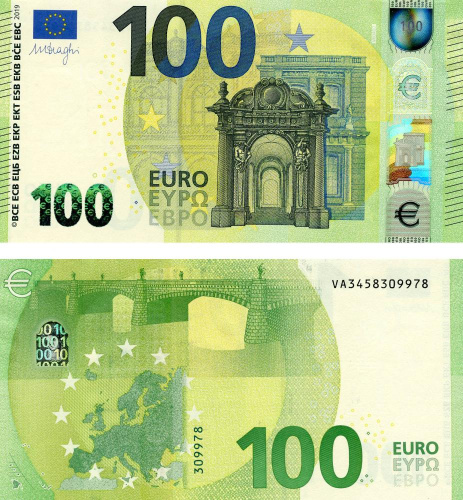 фото Испания 100 евро 2019 VA V004 Драги UNC