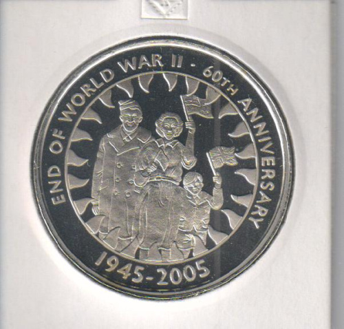фото Фолклендские острова 50 пенсов 2005 «60 лет окончания Второй мировой войны» UNC