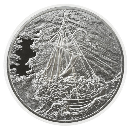 фото США Памятная медаль 1972-1976 Серебро Proof Рембрандт - Христос во время шторма на море (Ag 925, 67 грамм)