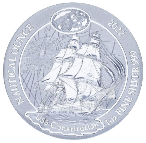 фото Руанда 50 франков 2022 Серебро UNC Парусный корабль USS Constitution (унция)