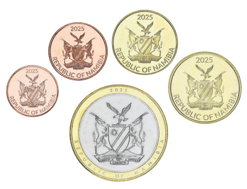 фото Намибия набор из 5 монет 2025 UNC 10, 20, 50 центов, 1, 5 долларов