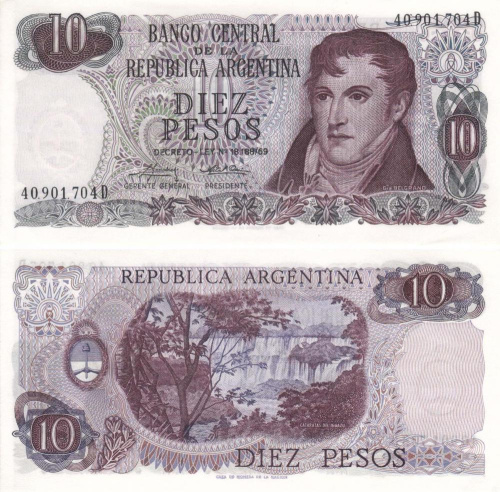 фото Аргентина 10 песо 1976 UNC (P300)
