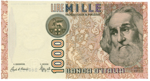 фото Италия 1000 лир 1982 UNC (P109)