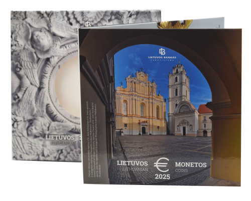фото Литва набор из 8 монет евро 2025 UNC 1, 2, 5, 10, 20, 50 евроцентов, 1, 2 евро в сувенирной упаковке