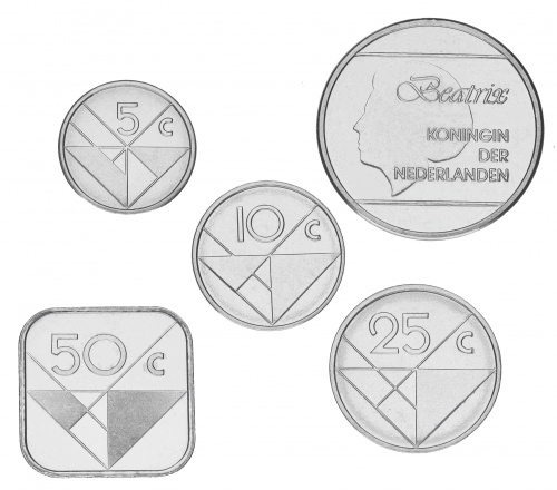 фото Аруба набор из 5 монет 2006-2011 UNC 5, 10, 25, 50 центов, 1 флорин