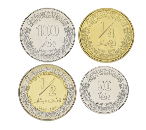 фото Ливия набор из 4 монет 2014 UNC 50, 100 дирхамов, 1/4, 1/2 динаров