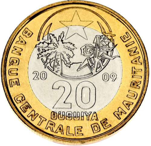 фото Мавритания 20 угий 2009-2010 Биметалл AU-UNC