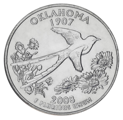 фото США 25 центов (квотер) 2008 D «Штаты и территории - Оклахома» UNC (KM#421)