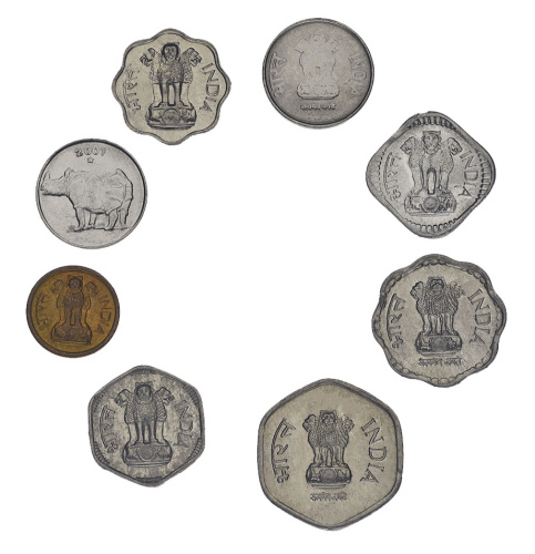 фото Индия набор из 8 монет 1964-2011 F-VF 1, 2, 3, 5, 10, 20, 25, 50 пайса