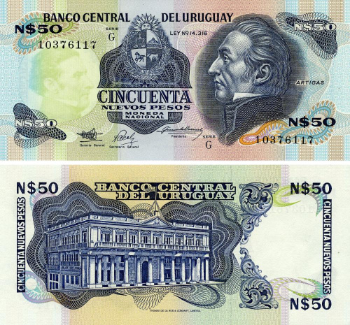 фото Уругвай 50 песо 1988-1989 UNC (P61A(2))