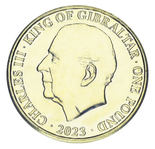 фото Гибралтар 1 фунт 2023 UNC Коронация Чарльза (Карла) III