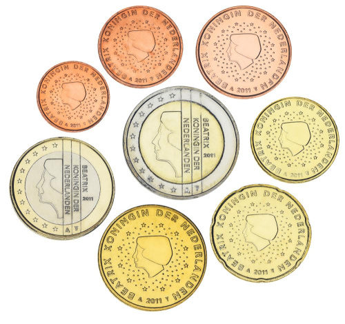 фото Нидерланды набор из 8 монет евро 2011 UNC 1, 2, 5, 10, 20, 50 евроцентов, 1, 2 евро
