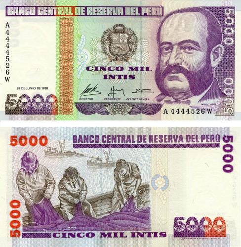 фото Перу 5000 инти 1988 UNC (P137)