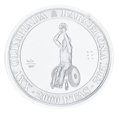 фото Испания 2000 песет 1992 Серебро Proof XXV летние Олимпийские игры в Барселоне 1992 - Баскетбол на колясках