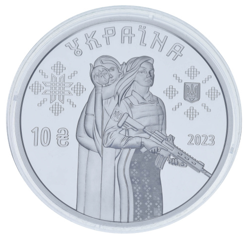 фото Украина 10 гривен 2023 Серебро UNC Защитницы (Ag 925, унция, 31,1 грамм)