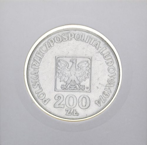 фото Польша 200 злотых 1974 Серебро F-VF 30 лет образования Польской Народной Республики