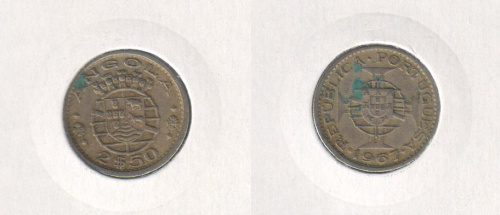 фото Ангола 2,5 эскудо 1967 VF (KM#77)