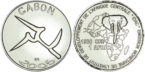 фото Габон 1500 франков 2005 UNC