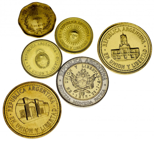 фото Аргентина набор из 6 монет 1992-2013 AU-UNC 1, 5, 10, 25, 50 сентаво, 1 песо
