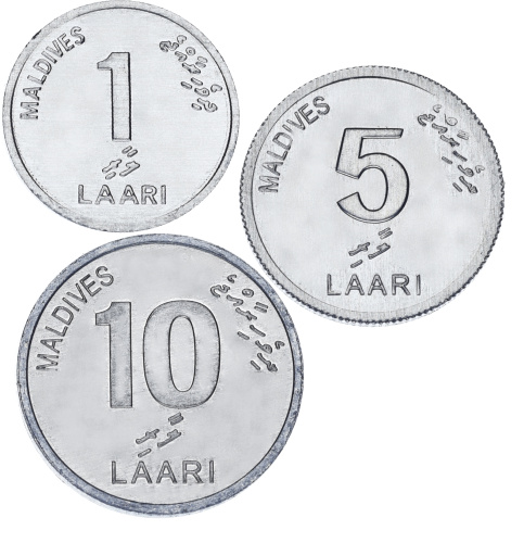 фото Мальдивы набор из 3 монет 2012 UNC 1, 5, 10 лаари