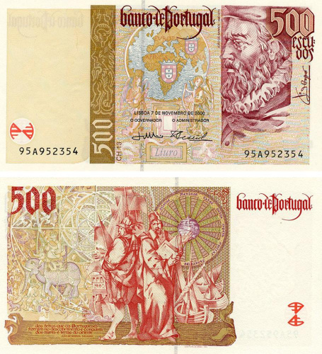 фото Португалия 500 эскудо 2000 UNC (P187с)
