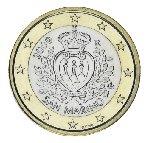 фото Сан-Марино 1 евро 2009 Биметалл AU-UNC