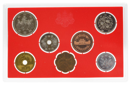 фото Япония набор из 7 монет 1996 UNC Год Крысы (мыши) 1, 5, 10, 50, 100, 500 йен, памятная медаль