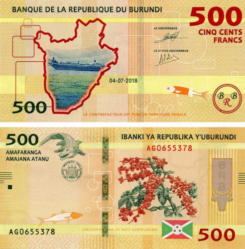 фото Бурунди 500 франков 2018 UNC (P50)