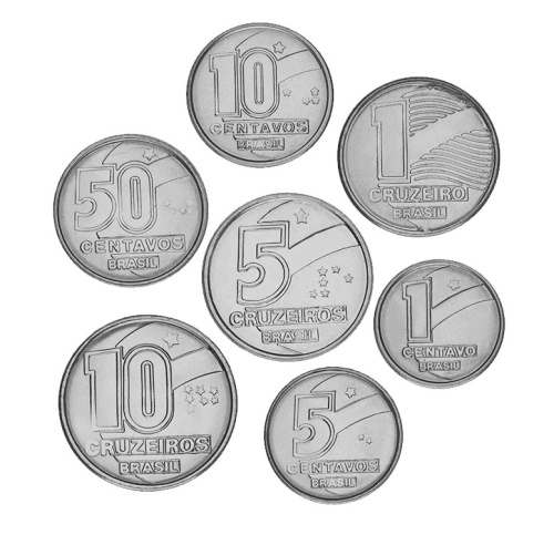 фото Бразилия набор из 7 монет 1989-1992 UNC 1, 5, 10, 50 сентаво, 1, 5, 10 крузейро