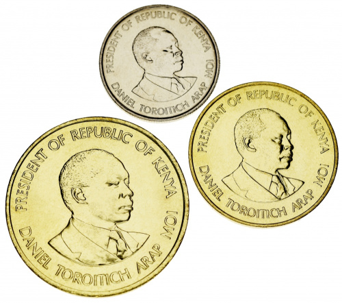 фото Кения набор из 3 монет 1989-1991 AU-UNC 5, 10, 50 центов