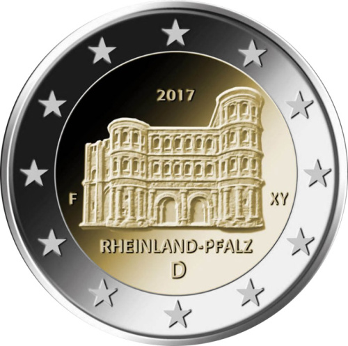 фото Германия 2 евро 2017 F «Рейнланд-Пфальц» UNC