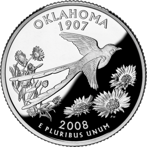 фото США 25 центов (квотер) 2008 D «Штаты и территории - Оклахома» UNC (KM#421)