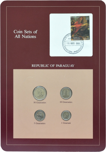 фото Парагвай Набор монет 1980-1984 UNC 1, 5, 10, 50 гуарани и 1 марка в сувенирной упаковке