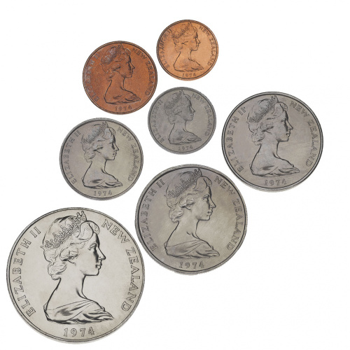 фото Новая Зеландия набор из 7 монет 1974 VF-AU 1, 2, 5, 10, 20, 50 центов, 1 доллар