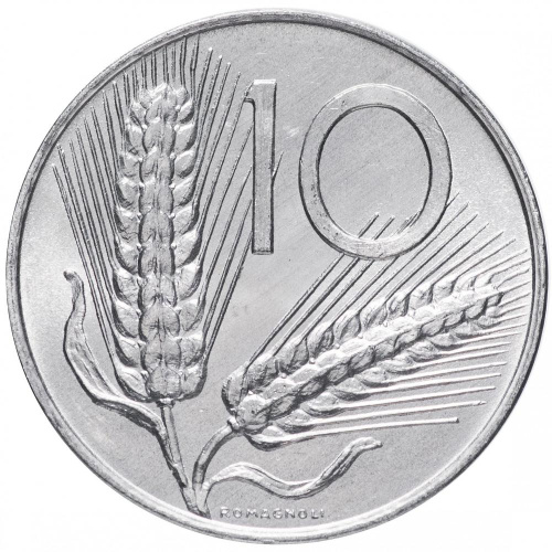 фото Италия 10 лир 1976-1978 VF (KM#93)