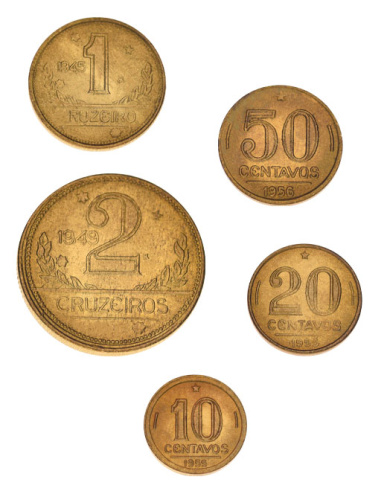 фото Бразилия набор из 5 монет 1942-1956 VF-AU 10, 20, 50 сентаво, 1, 2 крузейро