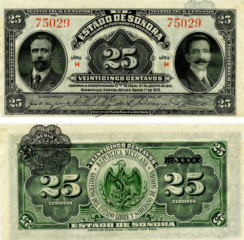 фото Мексика 25 сентаво 1915 F-VF