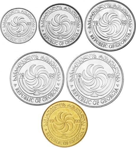 фото Грузия набор из 6 монет 1993 UNC