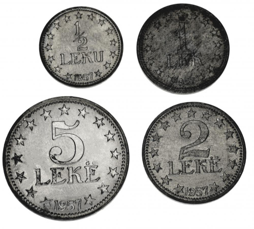 фото Албания набор из 4 монет 1957 F-VF 0,5, 1, 2, 5 лек