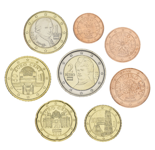 фото Австрия набор из 8 монет евро 2019 UNC 1, 2, 5, 10, 20, 50 центов, 1, 2 евро