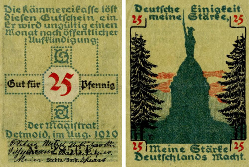фото Германия Нотгельд 25 пфеннигов 1920 F-VF Детмольд