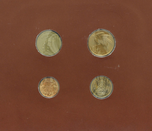 фото Бельгия Набор монет 1982-1988 UNC 50 сентим, 1, 5, 20 франков и 1 марка в сувенирной упаковке