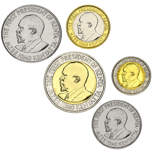 фото Кения набор из 5 монет 2005-2010 UNC 50 центов, 1, 5, 10, 20 шиллингов