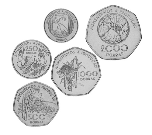 фото Сан-Томе и Принсипи набор из 5 монет 1997 UNC 100, 250, 500, 1000, 2000 добра
