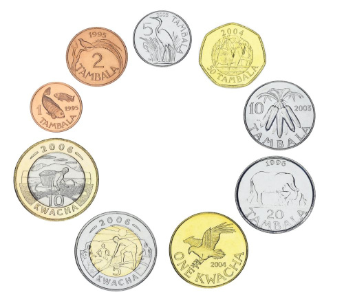 фото Малави набор из 9 монет 1996-2006 AU-UNC 1, 2, 5, 10, 20, 50 тамбала, 1, 5, 10 квача Разновидность