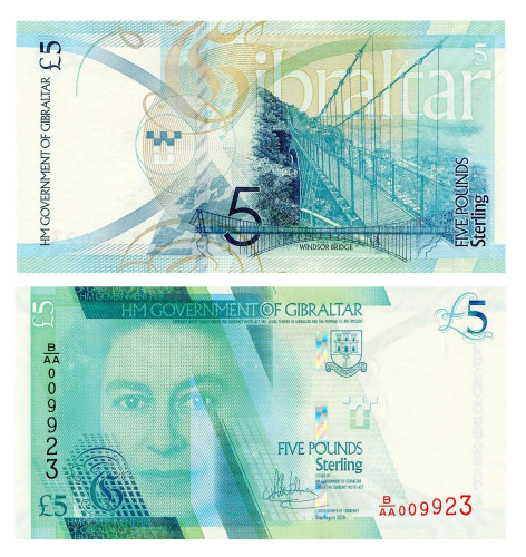 фото Гибралтар 5 фунтов 2020 UNC (PW42)