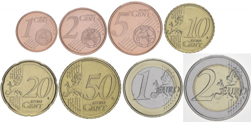 фото Испания набор из 8 монет евро 2018 UNC 1, 2, 5, 10, 20, 50 евроцентов, 1, 2 евро
